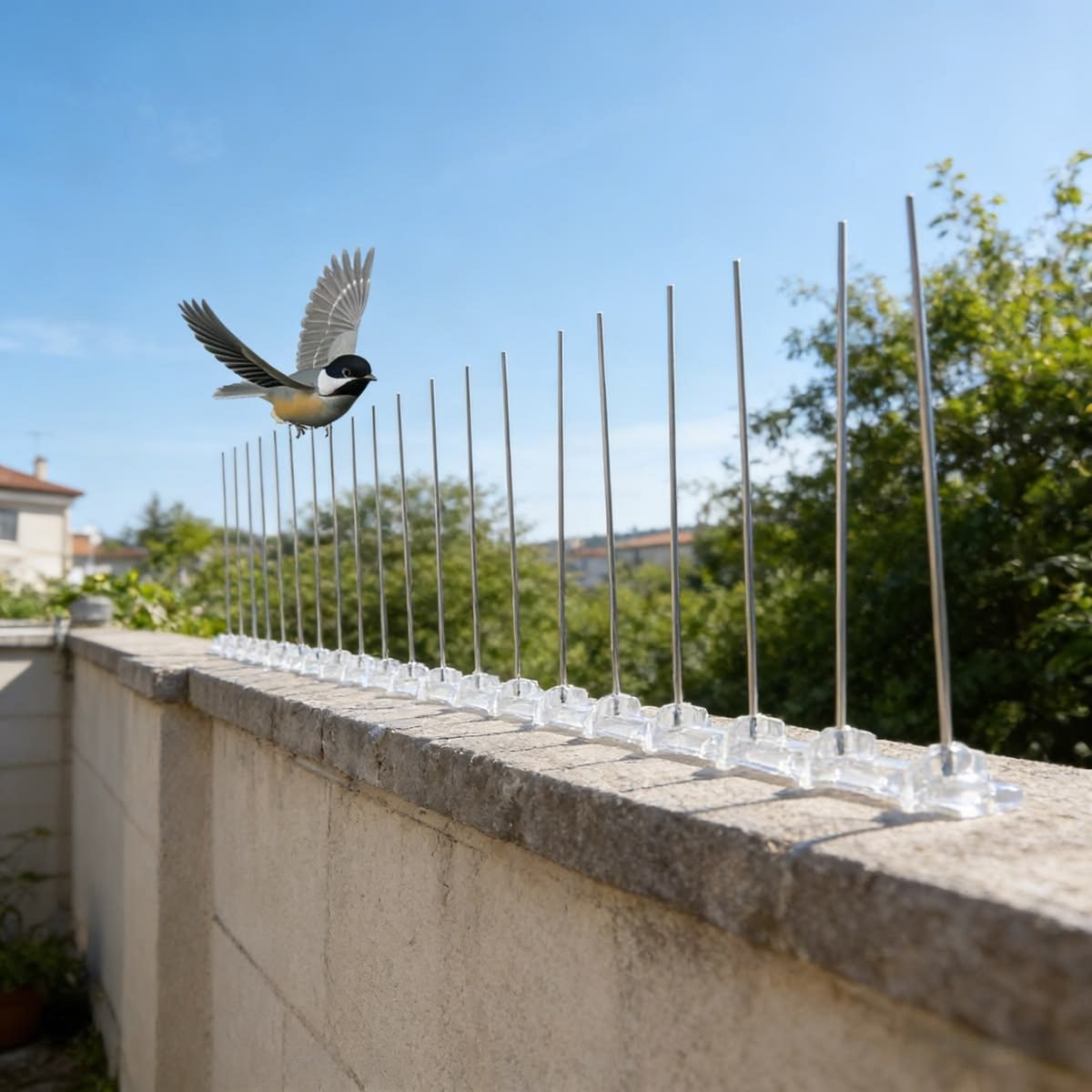 Bird Spikes photo showing installed mesh/grill detail by AJD Enterprises, Chennai