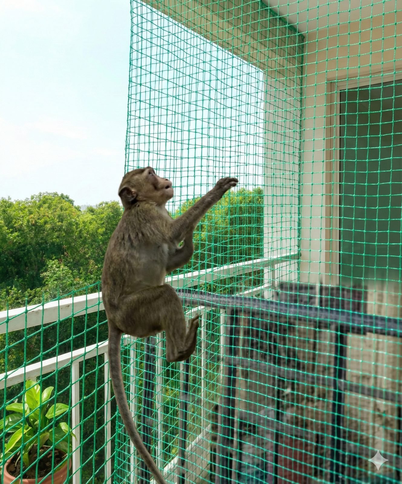 Monkey-Proofing an Open Kitchen Balcony — Monkey Safety Nets project by AJD Enterprises in Besant Nagar, Chennai